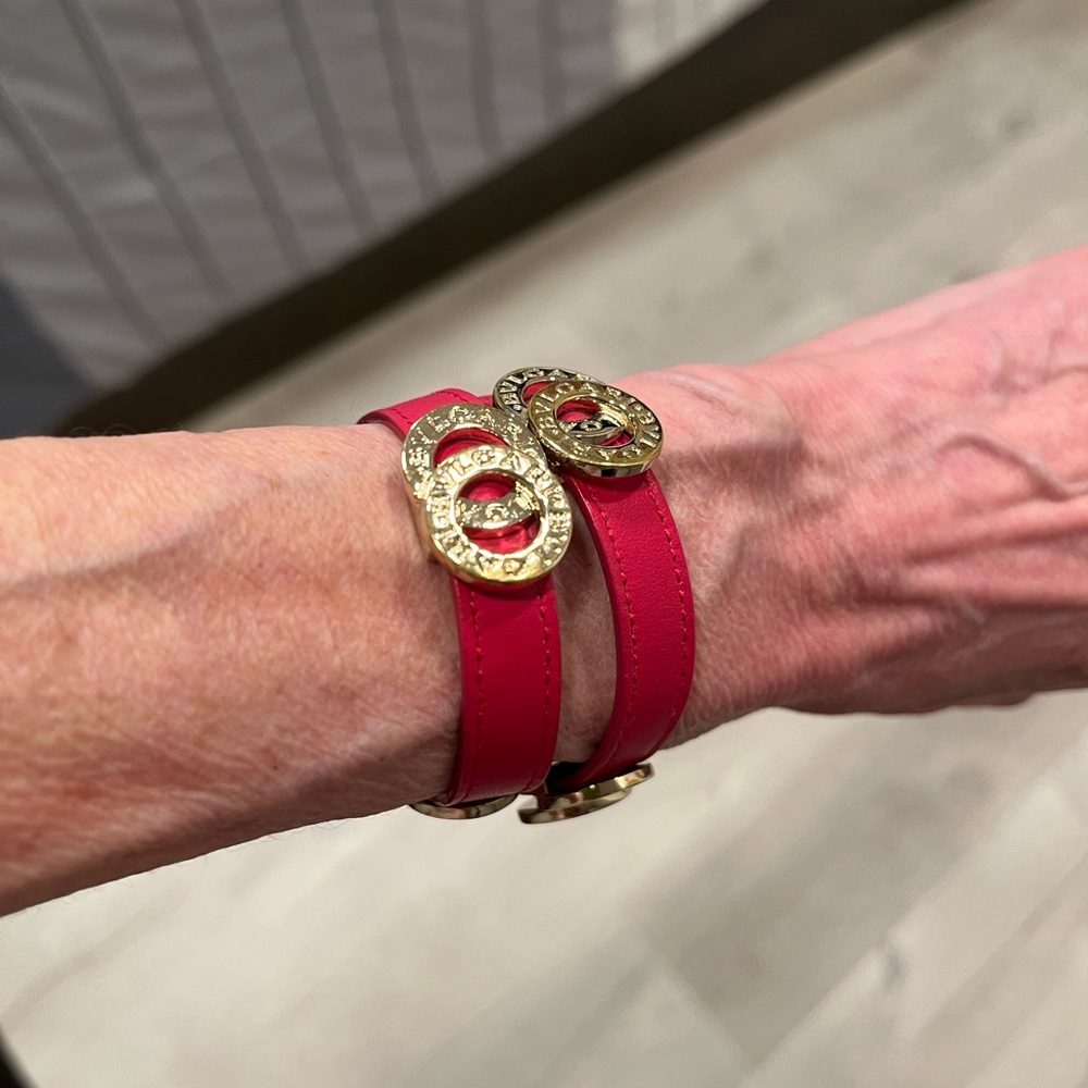 Bulgari double wrap leather bracelet